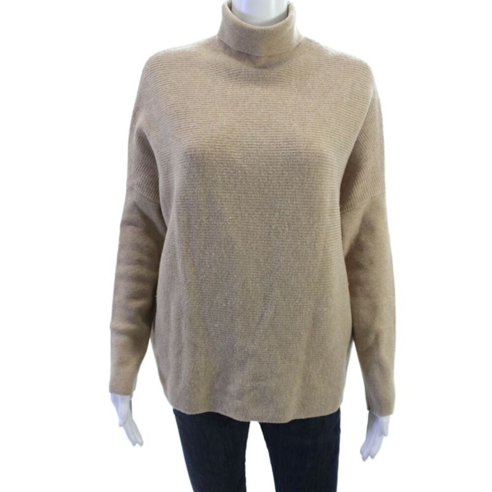 Habitual Unisex Pullover Sweaters Turtleneck Merino Beige Longsleeve Size S